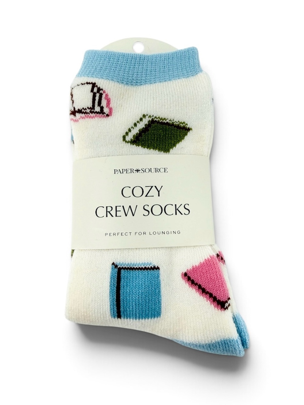 NWT Paper Source Cozy Crew Socks Book Icon Lounging